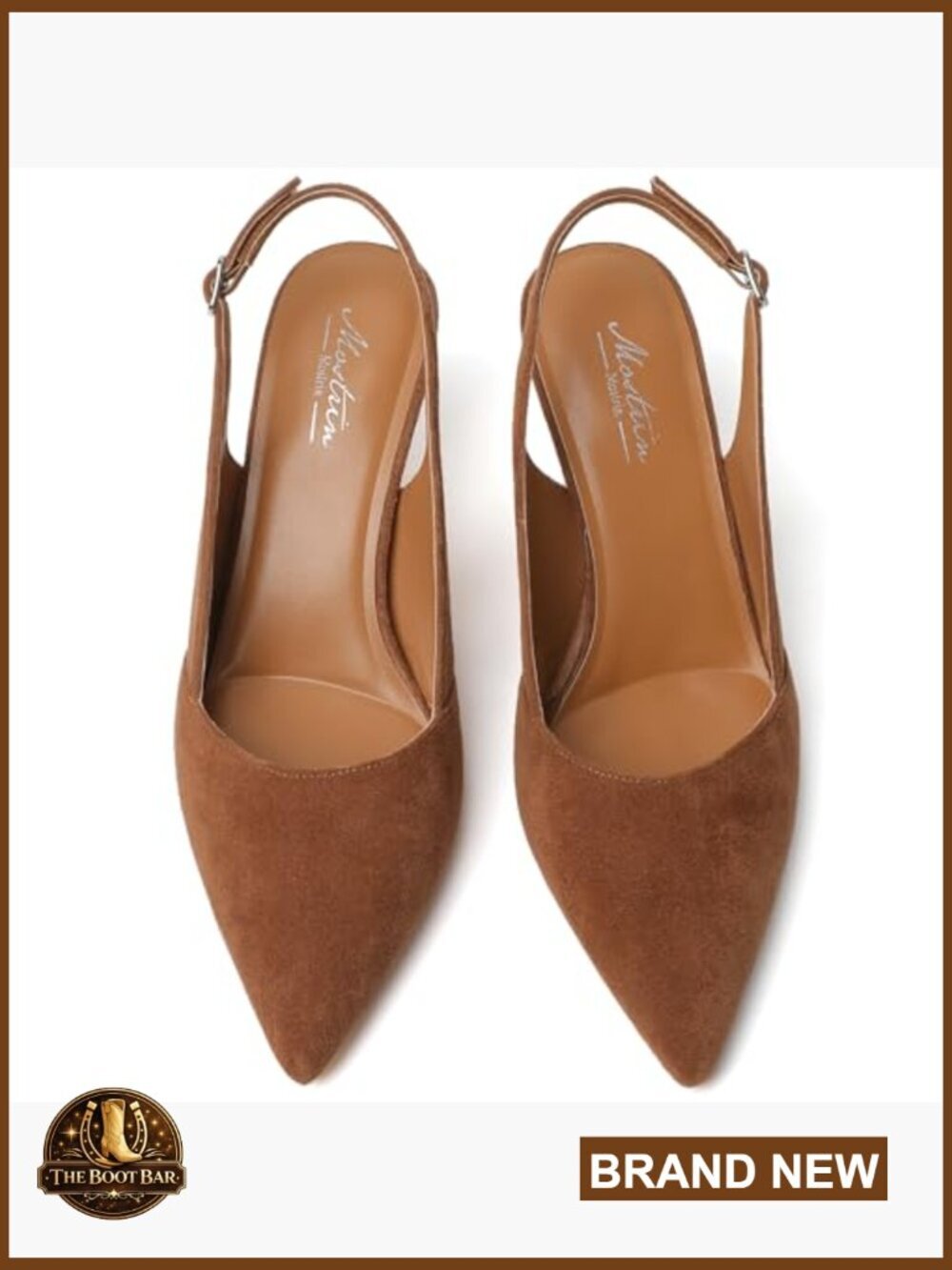 Suede Kitten Heels Slingback Pumps Pointed Toe Women's Shoes - Picture 5 of 7